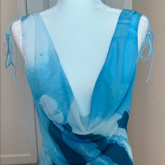 NWT White Fox Amore Backless Maxi Dress Aqua Blossom Vacation Cruise Medium - Picture 8 of 16